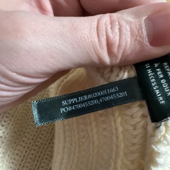 Lauren Ralph Lauren LRL‎ Womens M Sweater Shawl Cable Knit Collar Beige Warm - Picture 12 of 13